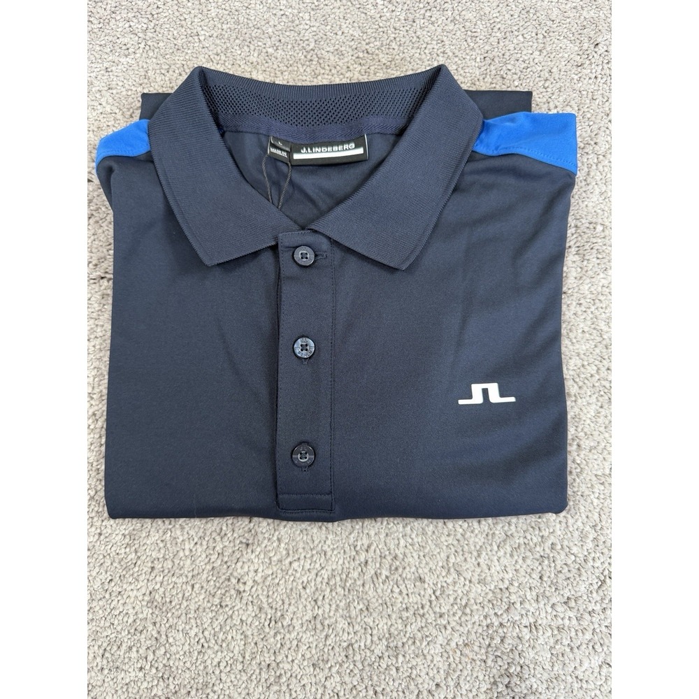 J Lindeberg Men's Navy Golf Polo, Size XL-US, L-EU, Quick Wicking & Stretch,NWT